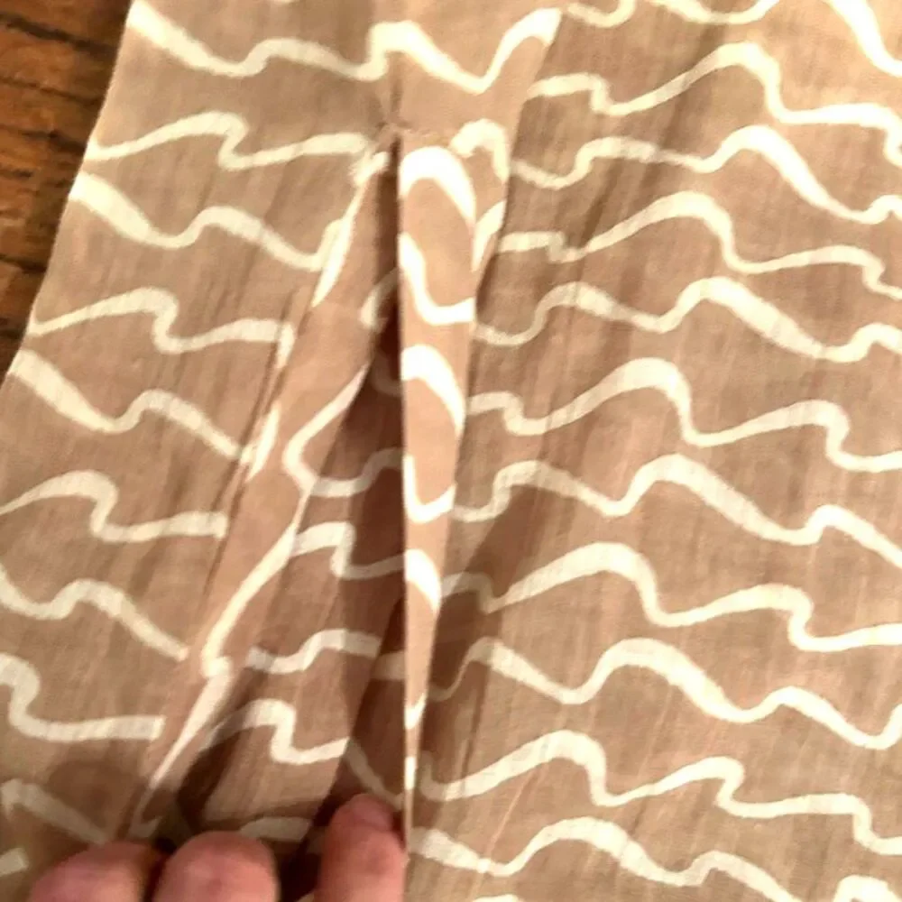 Rock Flower Paper Collared Dress 100% Cotton Womens Large Tan ECO Beach Tunic